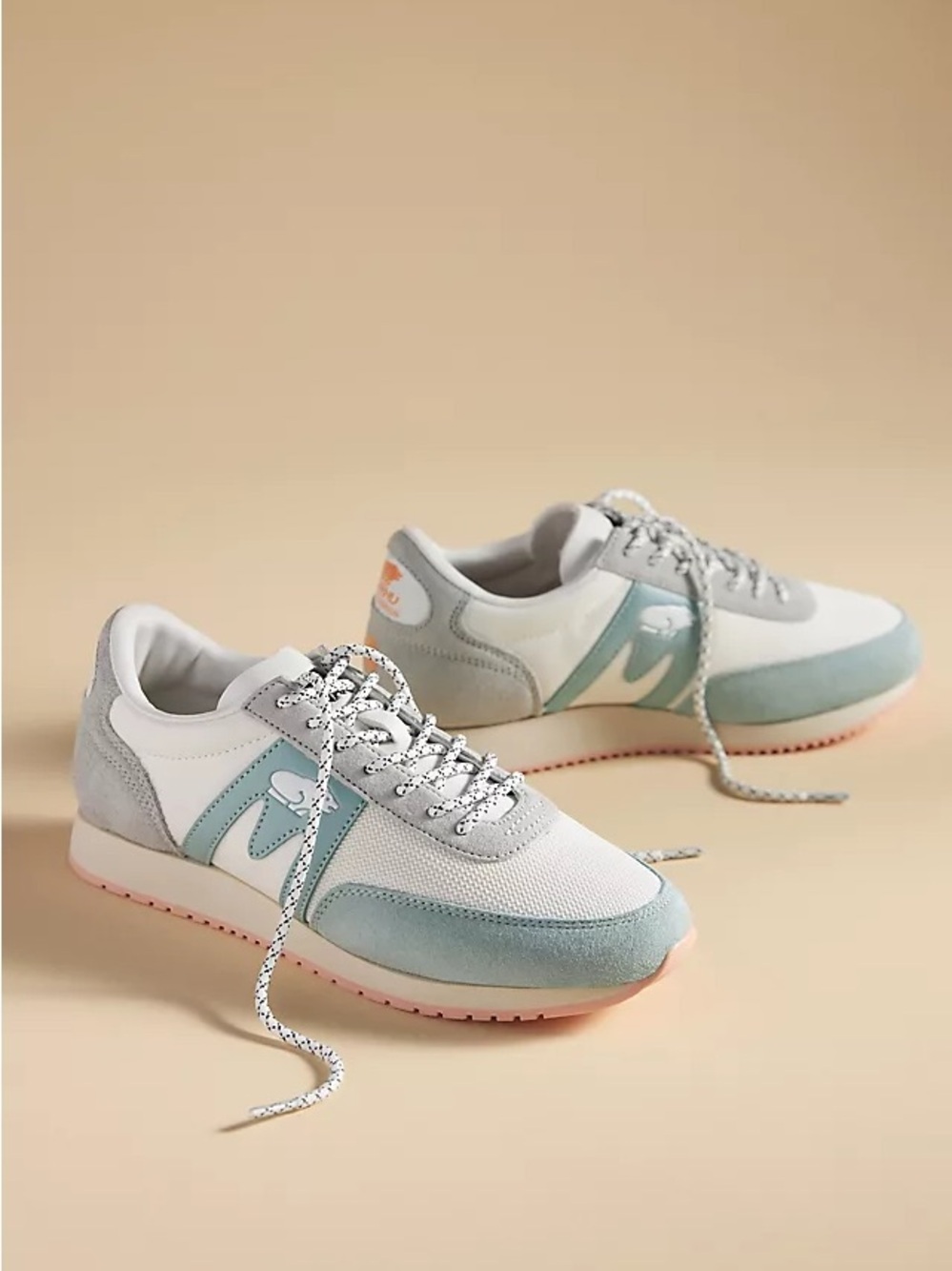 Women's White & Light Blue Retro Runner Sneakers